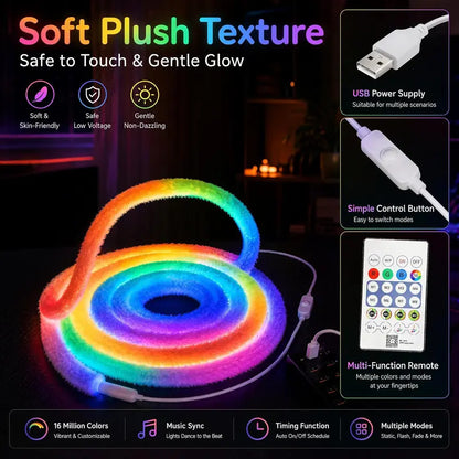 ⏳LAST DAY SALE ONLY ￡9.99!!✨🌟 Faux Fur Neon Light Strip – 360° all-round glow ✨