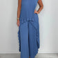 ⏰Hot Sale 50% OFF💕Laney Pleated Short Sleeve Irregular Midi Top and Elastic Waist Wide Leg Pants Set