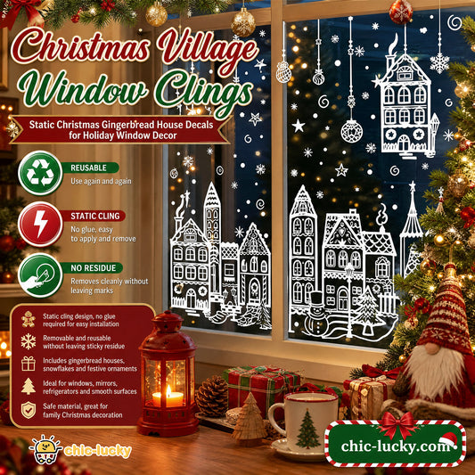 ⏳LAST DAY SALE ONLY￡6.99!🎁🎄 Christmas Village Window Sticker Set