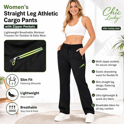 💖LAST DAY SALE 50% OFF!!🔥Women’s Straight-Leg Cargo Trousers – Elastic Waist, 6-Pocket Casual Pants for Work, Travel & Everyday Wear 👖✨