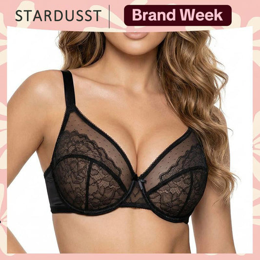 ⏳LAST DAY SALE ONLY ￡11.99!!🔥🖤Women's Mermaid Scales Lace Minimiser Bra Full Cup Wide Side Bands Adjustable Straps
