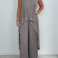 ⏰Hot Sale 50% OFF💕Laney Pleated Short Sleeve Irregular Midi Top and Elastic Waist Wide Leg Pants Set