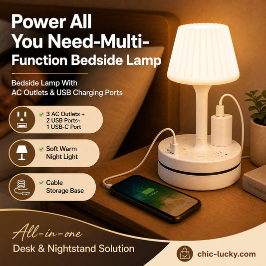 ⏳LAST DAY SALE ONLY ￡15.99!!🎁💡 Bedside Lamp with AC Outlets and USB Ports