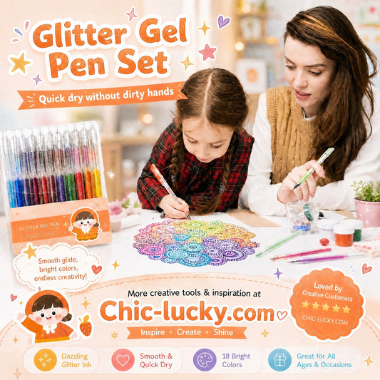⏳Last Day Sale Only ￡6.99!!💥Sparkle Glitter Gel Pen Set, Smooth & Smudge-Resistant, Eco Glitter, Ideal for All Ages – Grab Now!