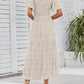 Women's 2026 Summer Casual Floral Print Short Flutter Sleeve Crew Neck Smocked High Waist Flowy Maxi Dress