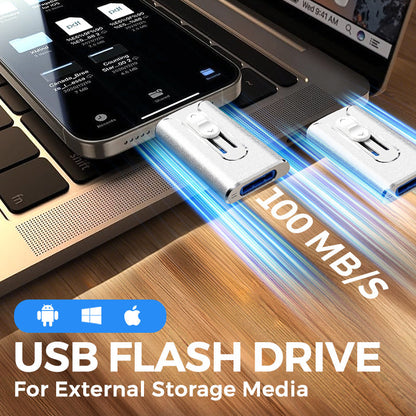 🎉 2026 Sale ONLY ￡9.99!!— Over 33,100 Sold!💾 4‑in‑1 MFi Certified USB Flash Drive with Type‑C Adapter for iPhone/Android/PC