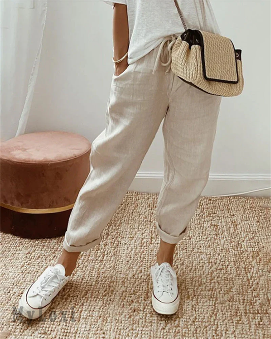 🔥Limited time sale: ONLY ￡13.99!!🌿 Casual Cotton and Linen Pants for Women – Breathable, High-Waisted & Ankle-Length Elegance ✨☀️