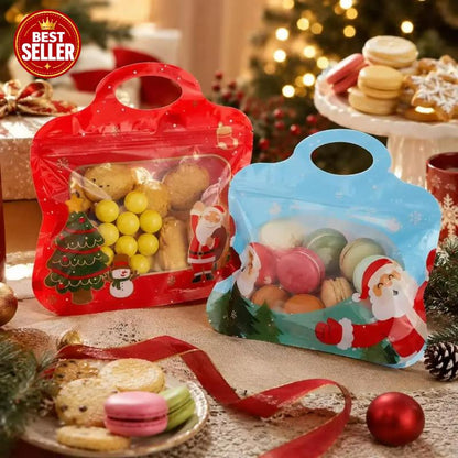 💖LAST DAY SALE 50% OFF!!🎁Easy Fill, Easy Seal🎄 Festive Self-Seal Treat Bags – Santa & Snowman Print | Resealable, Food-Safe & Perfect for Cookies, Chocolates & Little Gifts 🎅⛄