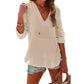 🔥LIMITED SALE 50% OFF!!🔥Women's Oversized Hooded Beach Cover Up - Long Sleeve V-Neck Pocket Shirt