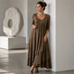 ⏳LAST DAY SALE 50% OFF!!👗 Tiered Midi Dress with Heart Accent – Flattering A-Line & Breezy Fabric for Travel or Gatherings