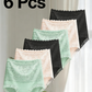 Women's Floral Lace High Waist Hip Lifting Cotton Briefs (3 Pack / 6 Pack)
