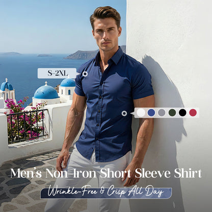 Men's Stretch Slim Muscle Fit Short Sleeve Dress Shirts Casual Button-Down Style Perfect Menswear for Dad,back to school,back to school shopping sohochic style