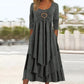 ⏳LAST DAY SALE 50% OFF!!👗 Tiered Midi Dress with Heart Accent – Flattering A-Line & Breezy Fabric for Travel or Gatherings
