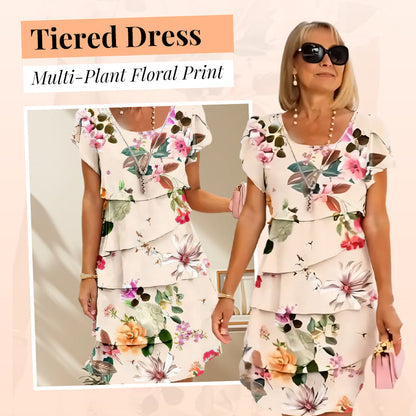 💖SUMMER HOT SALE 49% OFF🎁Multi-plant Floral Print Cascade Dress