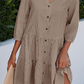 🍂Autumn Sales 49% OFF🔥Women's Button Down 3/4 Sleeve Shirt Dress