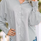 🔥LAST DAY SALE 49% OFF🏆️Mid-length smocked shirt with striped lapel and oversized drawdown sleeves