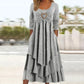 ⏳LAST DAY SALE 50% OFF!!👗 Tiered Midi Dress with Heart Accent – Flattering A-Line & Breezy Fabric for Travel or Gatherings