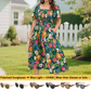 🏖️Summer Hot Sale 70% OFF with FREE GIFT!!💃Éloise™ Women's Square-Neck Floral Midi Dress 🌺 – Smocked Waist, Side Pockets 👜 & Flowy Silhouette | Flattering for All Body Types 💕