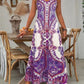 ⏳LAST DAY SALE: ONLY ￡13.99!!🎁Women’s Retro Print V-Neck Sleeveless Maxi Dress