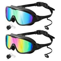 Swim Goggles for Kids Men Women, No Leaking 180° Swim Glasses, Easy to Wear, Wide View, Anti-Fog, UV Protection,