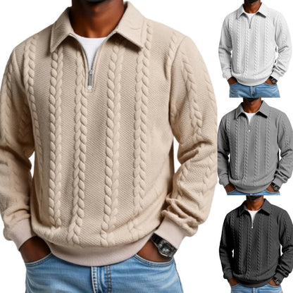 Cable-Knit Half-Zip Sweater – Premium Soft & Relaxed Fit