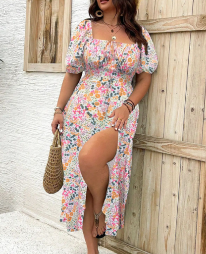 💃Mother’s Day Sale: 50% OFF!💖Plus Size Split Floral Print Boho Maxi Dress