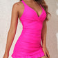 🩱2025 New Type 49% OFF👙Deep V Cross-Back Ruched One-Piece Swimsuit