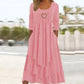 ⏳LAST DAY SALE 50% OFF!!👗 Tiered Midi Dress with Heart Accent – Flattering A-Line & Breezy Fabric for Travel or Gatherings