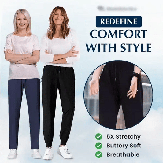 🏆Last Day Promotion：ONLY ￡11.99!!👖❄️Aurelle™ Women’s Ultra-Soft Stretch Casual Trousers – Flattering Drape & Secure Zip Pocket