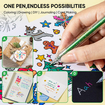 ⏳Last Day Sale Only ￡6.99!!💥Sparkle Glitter Gel Pen Set, Smooth & Smudge-Resistant, Eco Glitter, Ideal for All Ages – Grab Now!