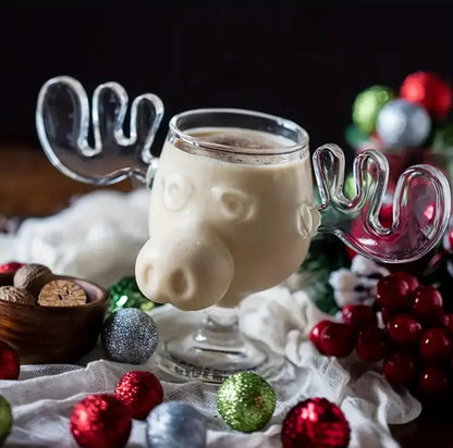 🎅Christmas Sale 50% OFF!!🎁Glass Reindeer Mug🦌✨