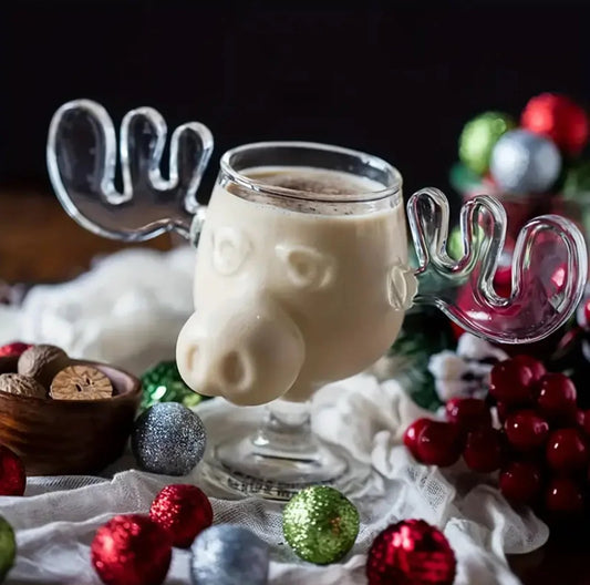 🎅Christmas Sale 50% OFF!!🎁Glass Reindeer Mug🦌✨