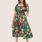 🏖️Summer Hot Sale 70% OFF with FREE GIFT!!💃Éloise™ Women's Square-Neck Floral Midi Dress 🌺 – Smocked Waist, Side Pockets 👜 & Flowy Silhouette | Flattering for All Body Types 💕