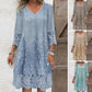 Elegant half sleeve v-neck lace dress for women