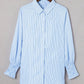 🔥LAST DAY SALE 49% OFF🏆️Mid-length smocked shirt with striped lapel and oversized drawdown sleeves