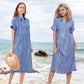 🔥LAST DAY SALE 49% OFF🔥 Striped Lapel Button Down Shirt Dress | With Functional Pockets
