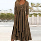 ⏳LAST DAY SALE 50% OFF!!👗 Tiered Midi Dress with Heart Accent – Flattering A-Line & Breezy Fabric for Travel or Gatherings
