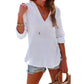 🔥LIMITED SALE 50% OFF!!🔥Women's Oversized Hooded Beach Cover Up - Long Sleeve V-Neck Pocket Shirt