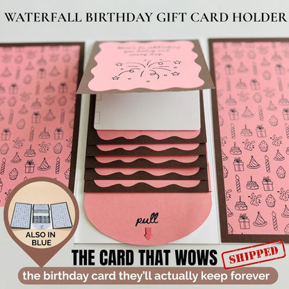 ⏳LAST DAY SALE ONLY￡6.99! 🎂✨ Handmade Waterfall Birthday Gift Card Booklet🎁💖