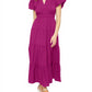 💕LAST DAY SALE 70% OFF💕Womens Puff Short Sleeve V Neck Flowy Tiered Beach A-Line Dresses