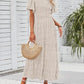 Women's 2026 Summer Casual Floral Print Short Flutter Sleeve Crew Neck Smocked High Waist Flowy Maxi Dress