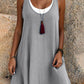 ⏰LAST DAY SALE ONLY ￡13.99!!💃Women's Casual Loose Sleeveless Fake Two Piece Tank Dress