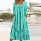 ⏳LAST DAY SALE 50% OFF!!👗 Tiered Midi Dress with Heart Accent – Flattering A-Line & Breezy Fabric for Travel or Gatherings