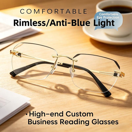 ⏳LAST DAY SALE ONLY￡9.99!!🔥OptiView™ Frameless Blue Light Blocking Glasses – Ultra-Light Titanium Build, Anti-Glare Lens 👓