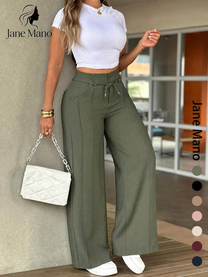 ⏳Last Day Sale Only ￡15.99!!👖 💥  Easy Everyday Comfort | Women's High-Waisted Straight-Leg Pants with Elastic Back