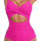 🏖️Last Day Special Price: ONLY ￡9.99!!🩱Women's Solid Ribbed Cutout-Front Shaping Swimsuit👙