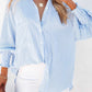 🔥LAST DAY SALE 49% OFF🏆️Mid-length smocked shirt with striped lapel and oversized drawdown sleeves