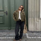 New Autumn Spring Military Short Jacket, Casual Loose Fit Women's Coat, Trendy Army Color Outerwear for Daily Wear