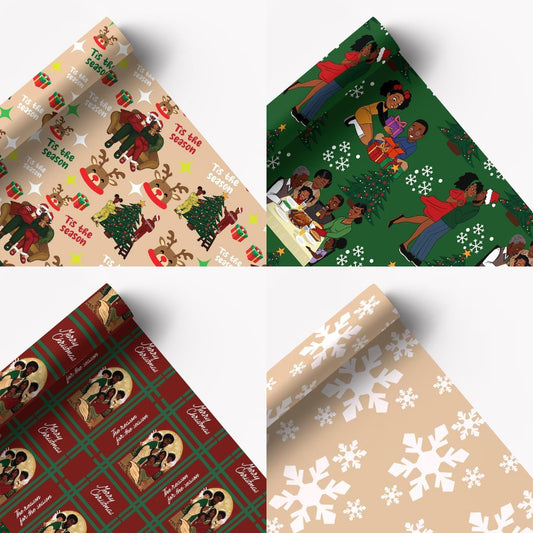 🎅🏾HOT SALE 49% OFF🤶🏾Home for the Holidays Black Santa Wrapping paper