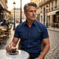 Men's Stretch Slim Muscle Fit Short Sleeve Dress Shirts Casual Button-Down Style Perfect Menswear for Dad,back to school,back to school shopping sohochic style
